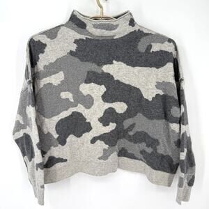 Pilcro Anthropologie Alani Cashmere Sweater Camo Silver Metallic Size Medium